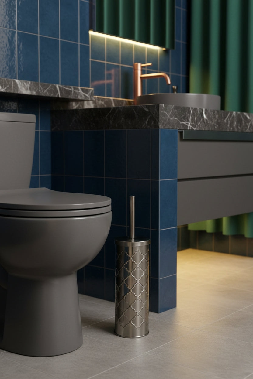 Metallic 2-in-1 Toilet Brush Set
