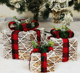 3pc Christmas Decoration Gift Box Set with Lights