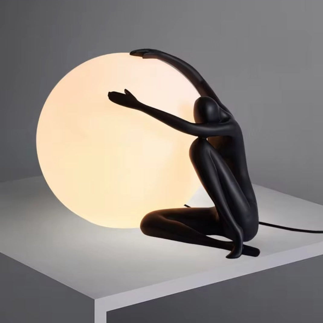 Matte Black Sculptural LED  Table Lamp
