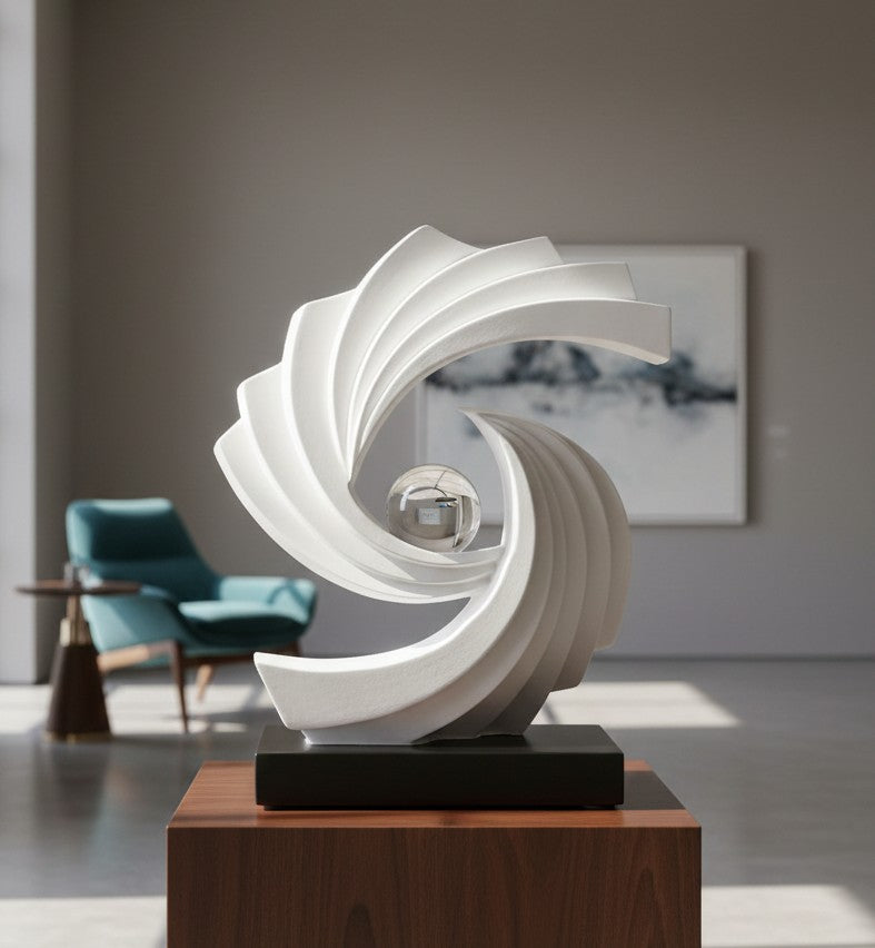 Modern abstract art sculpture with fluid contemporary design