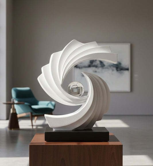 Modern abstract art sculpture with fluid contemporary design