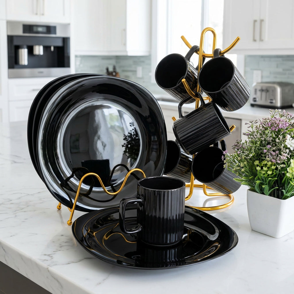 Black 12 Piece Dinner Set