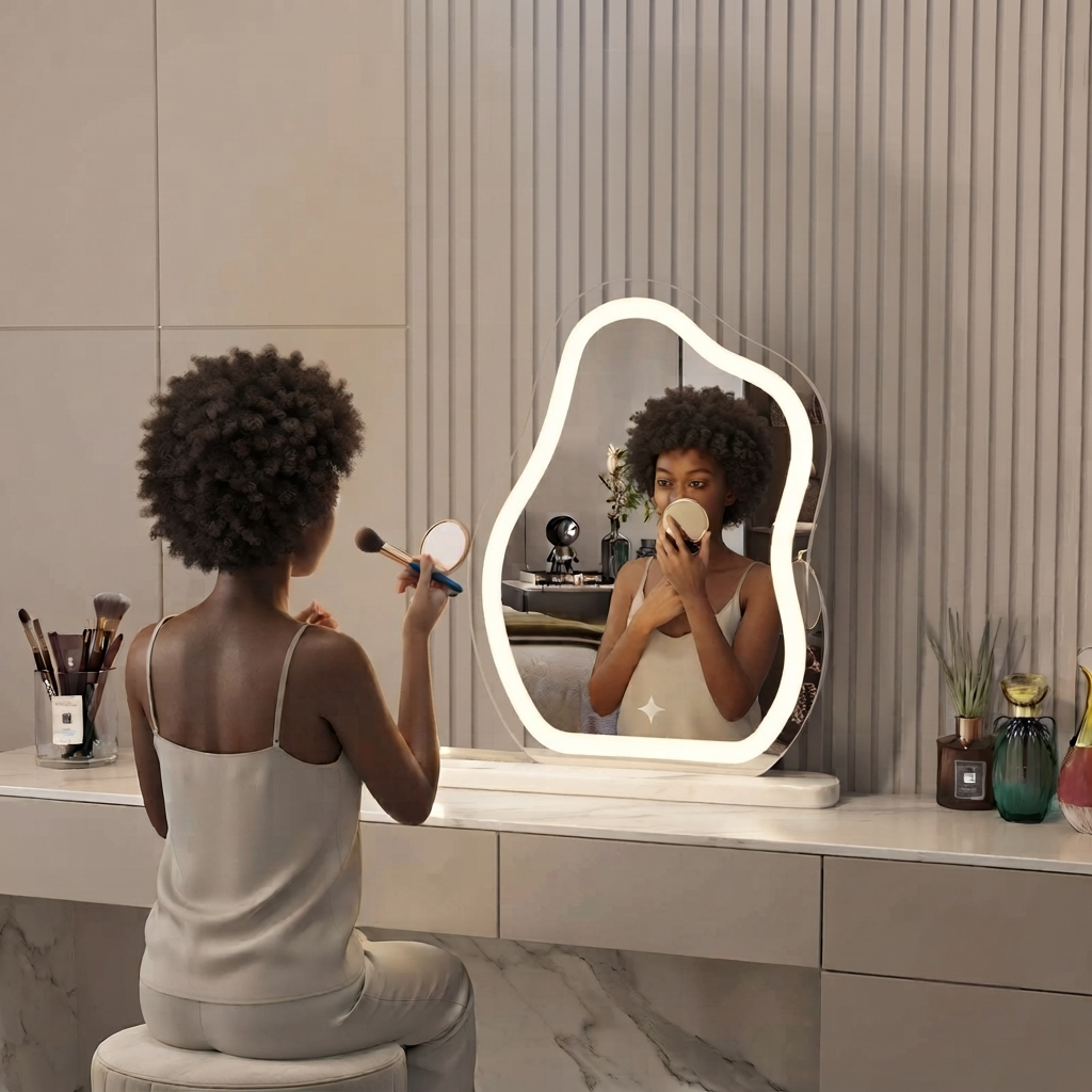 Cloud Shaped LED Tabletop Vanity Mirror with Touch Control