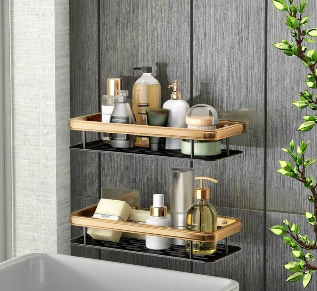 2pcs Luxury Wall Mounted Bathroom Shelf