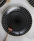 6Pcs Black Dotted Dinner Plates