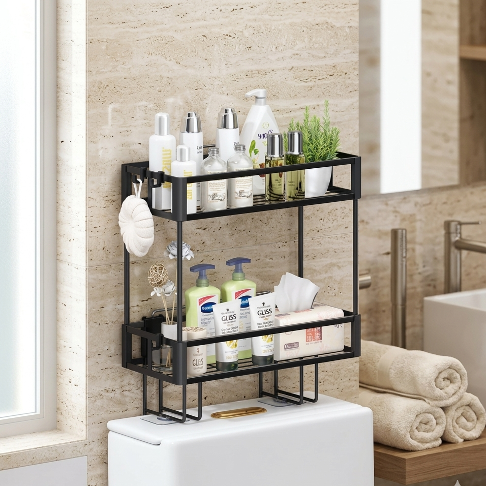 2 Tier Space Saving Over The Toilet Storage Rack