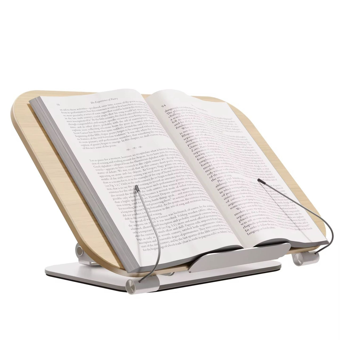 Bamboo And Metal Rotating Adjustable Book Stand