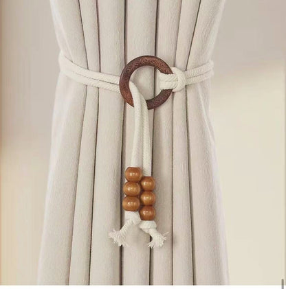 2 Pieces Vintage Natural Wood Curtain Tiebacks