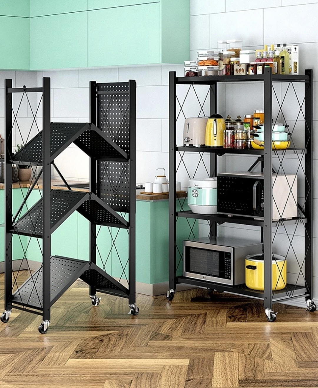 5-Layer Foldable Carbon Steel Kitchen Rack