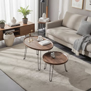 Foldable 2 in 1 Nesting Coffee Table Set Walnut Finish