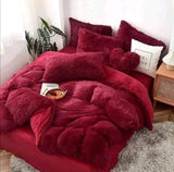 6Pc Velvet Plush Fluffy Duvet Set