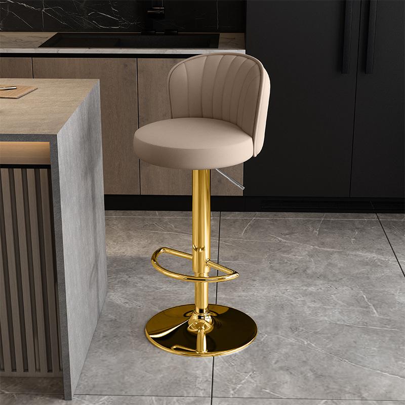 Leather Bar Chairs Nordic Kitchen Metal High Stools