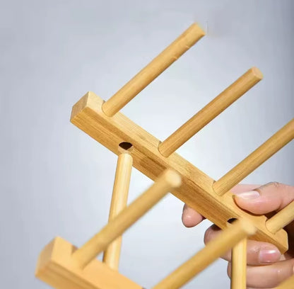 8-Slot Bamboo Plate Rack