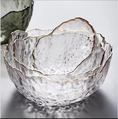 3pcs clear glass salad and fruit bowl set