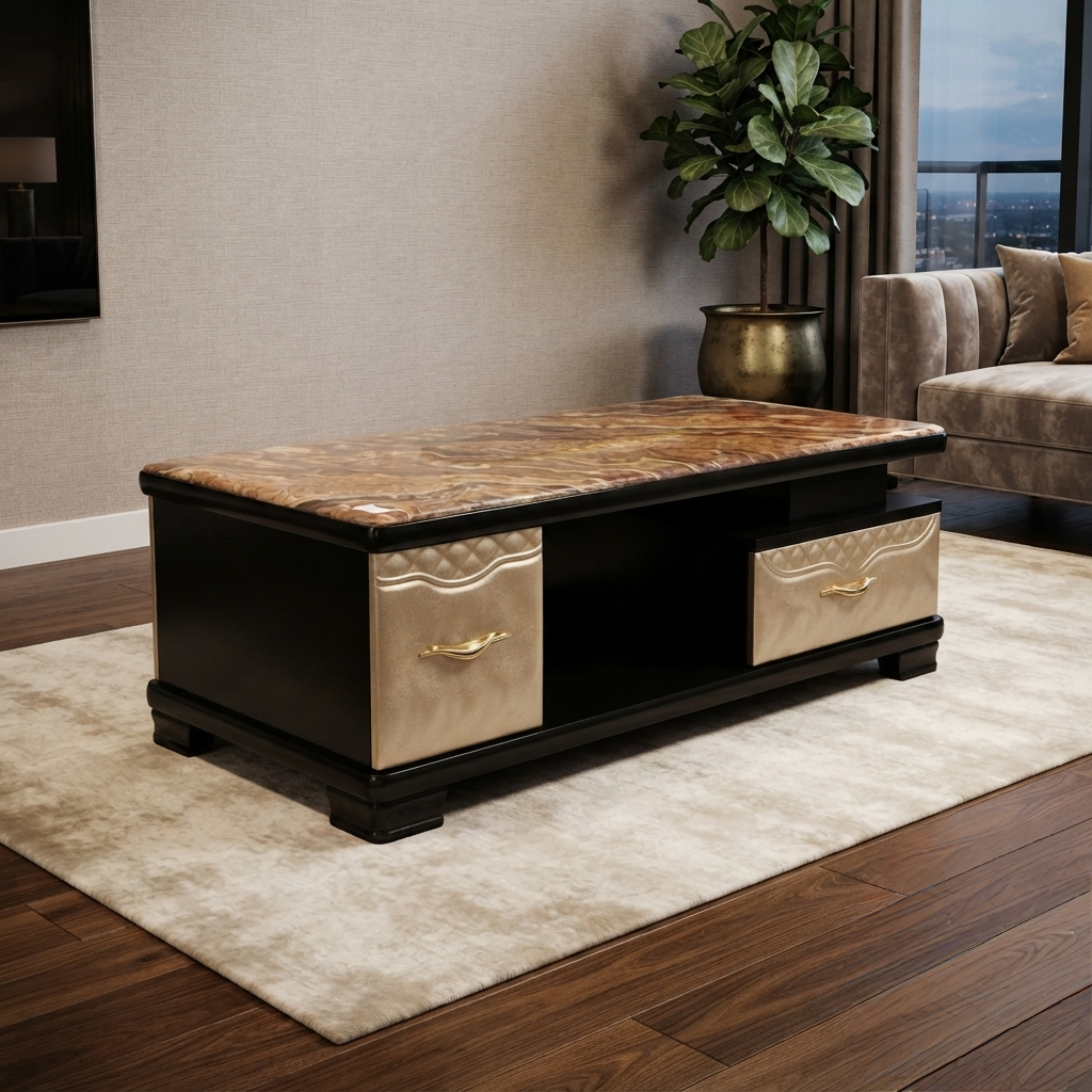 Marble Pattern Coffee Table with Drawers FCT1277
