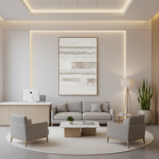 Framed striped oil painting with textured detailing and contemporary linear design for modern living rooms, bedrooms, and office interiors.