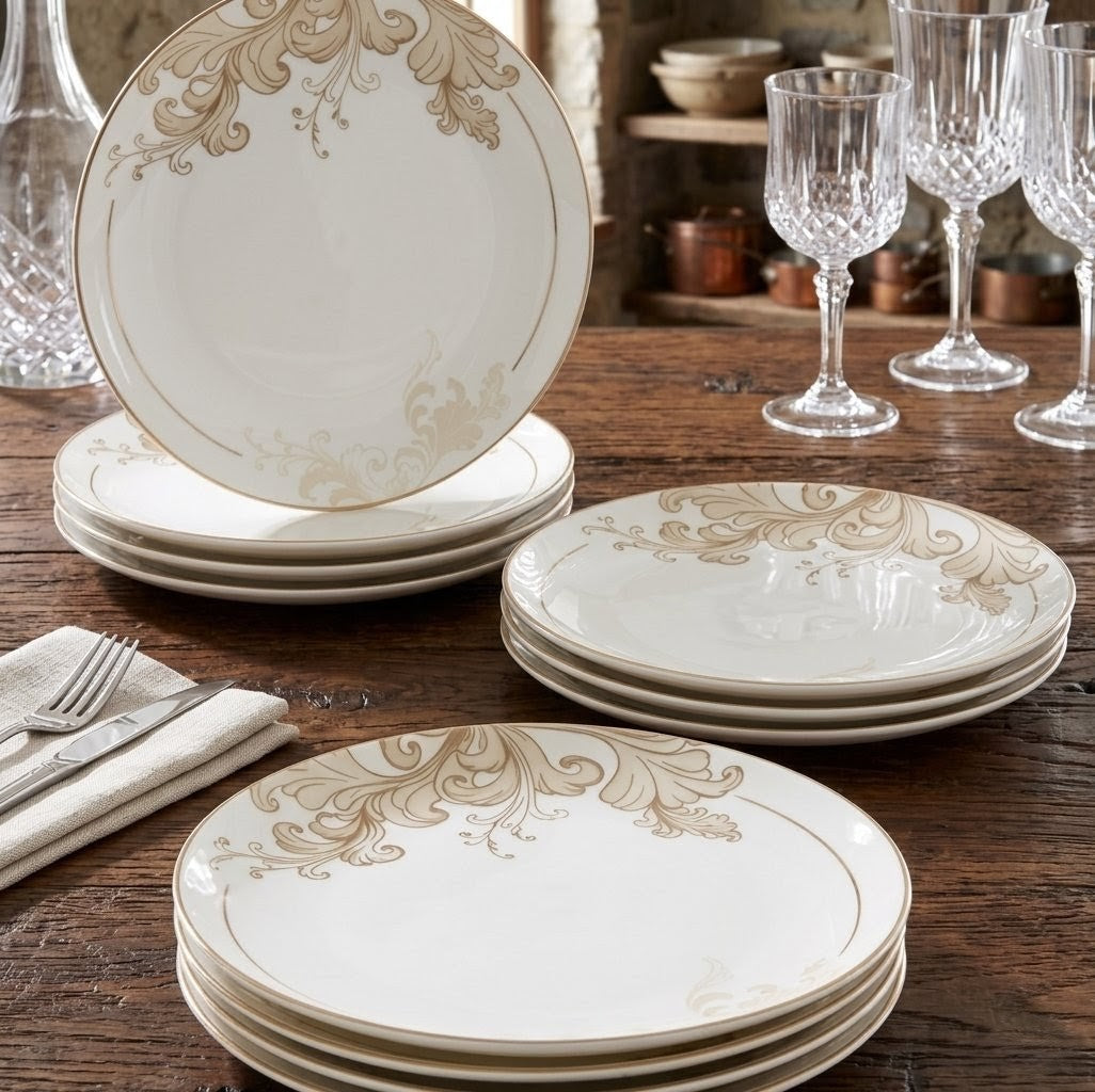 6pcs Bone China Round Soup Plates 8 Inch