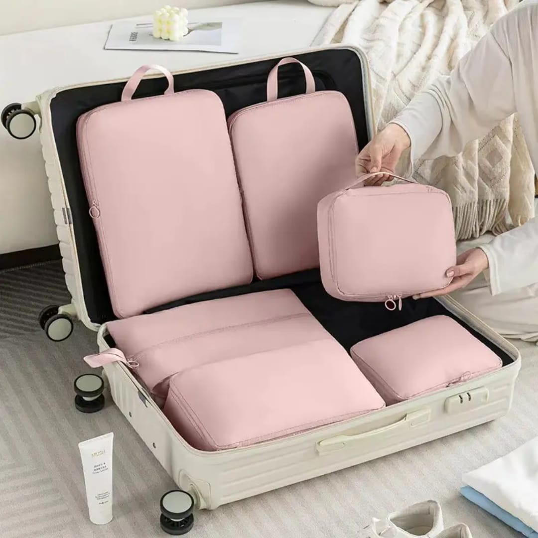 6Pc Compressible Luggage Travel Bags Set