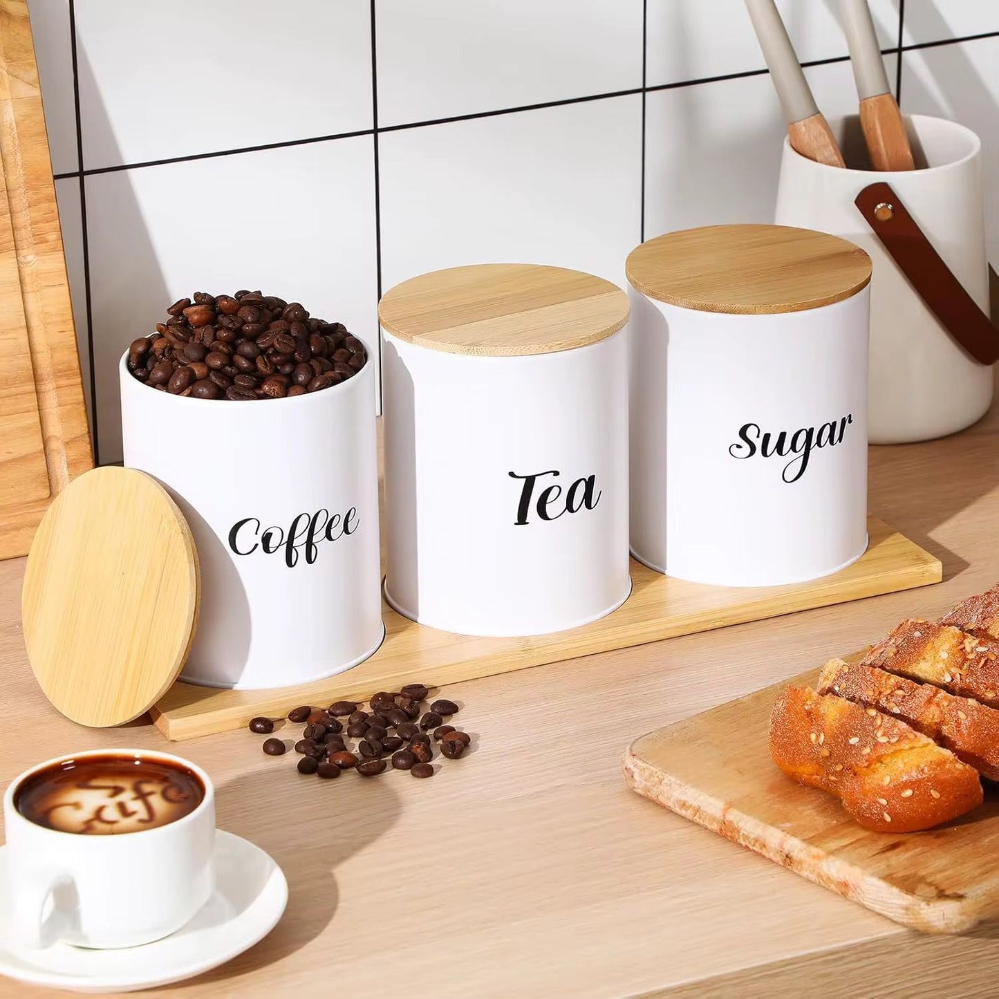 3 Piece Airtight Canister Set With Bamboo Lid