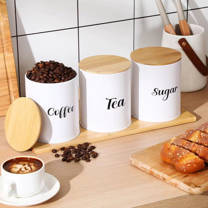 3 Piece Airtight Canister Set With Bamboo Lid