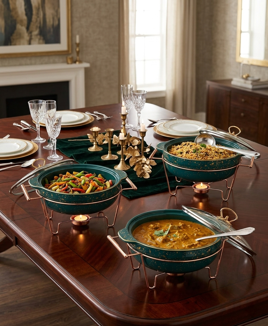 3 Piece Food Warmer Serving Bowl Set- 3.5L