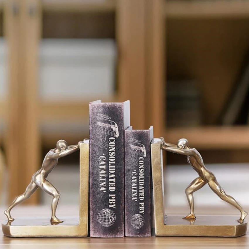 Hercules L-shaped book ends, sturdy and minimalist, used for supporting books and organizing shelves in home or office. 📚