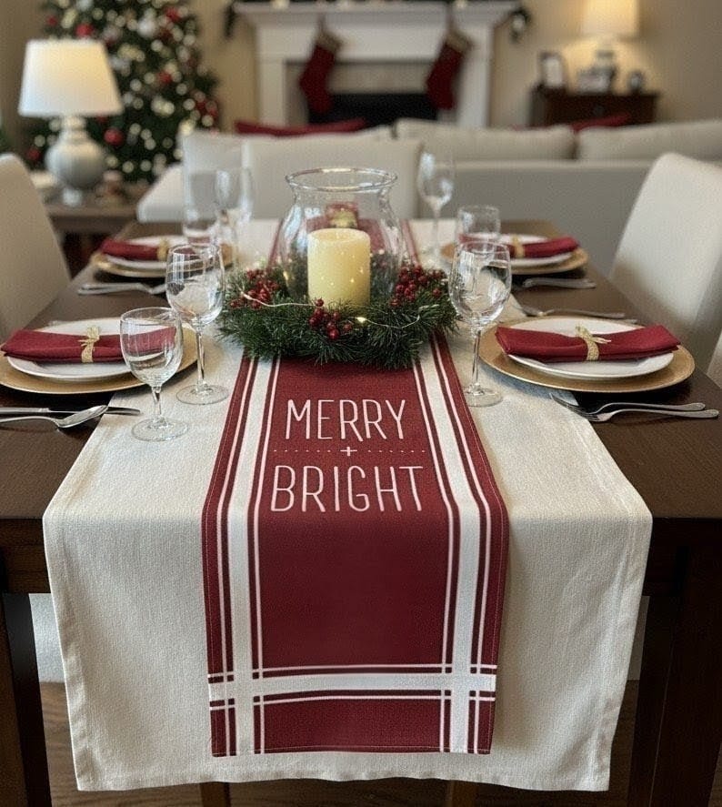 230cm Christmas Linen Table Runner