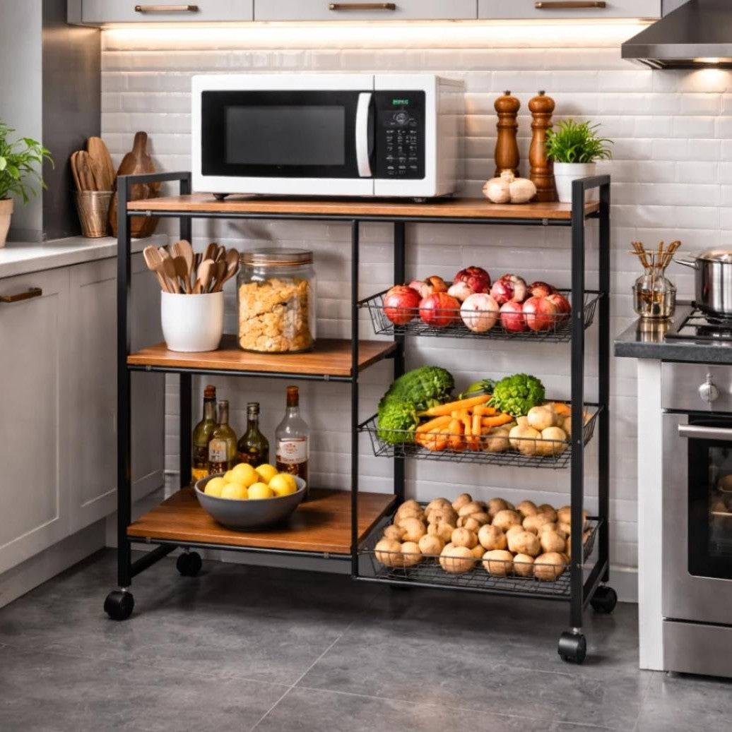4 Layer Kitchen Storage Rack with Wheels