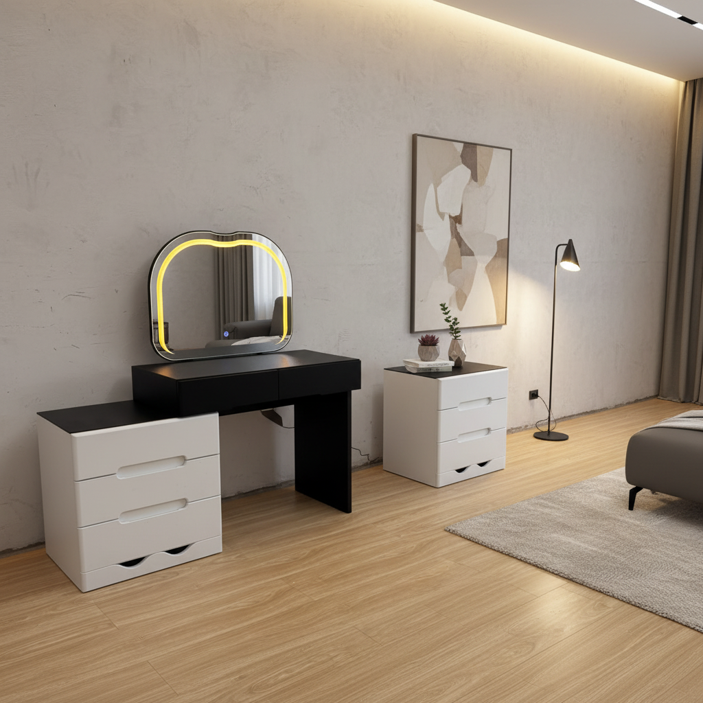 LED Vanity Dressing Table with 3-Drawer Cabinet