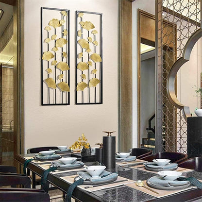 Large Gold Ginkgo Leaf Metal Wall Art