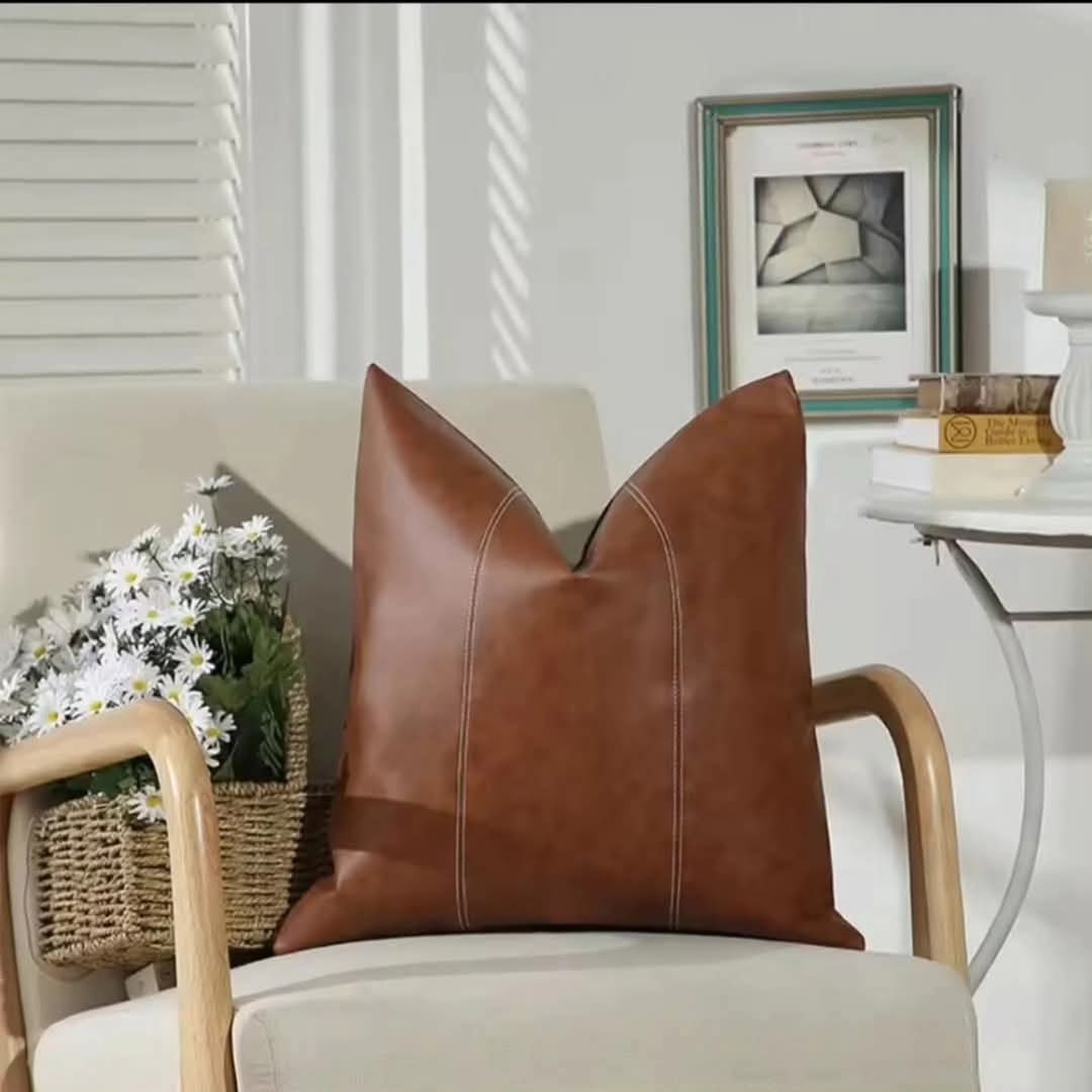 Leather throw pillow cases