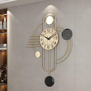 Modern metal wall clock with pendulum, silent decorative living room wall clock design