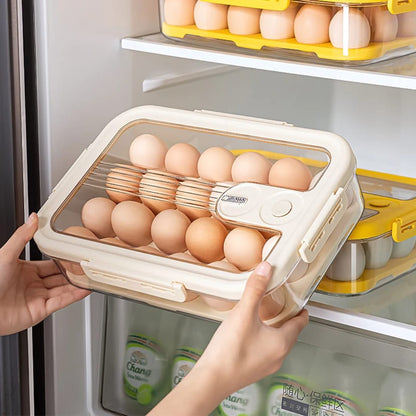 24-piece egg storage box with sealed fresh-keeping design and refrigerator organizer compartments for safe egg storage