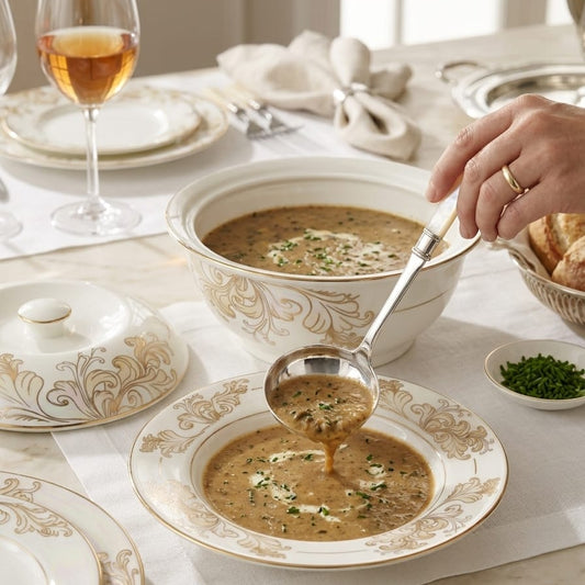 9 inch bone china serving bowl with elegant grey floral design for stylish dining presentation