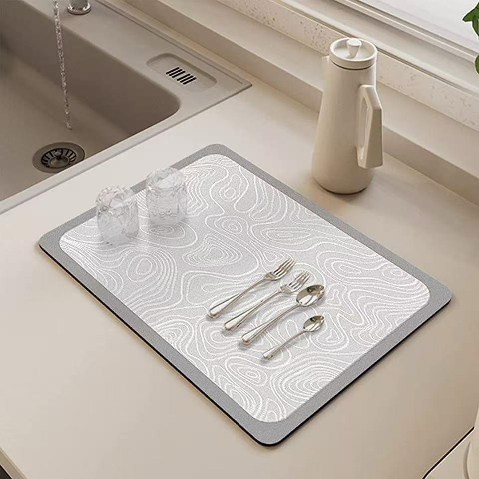 Absorbent Non-Slip Drain Dish Drying Mat