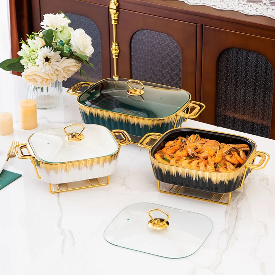 3pcs Ceramic Chafing Dishes Set