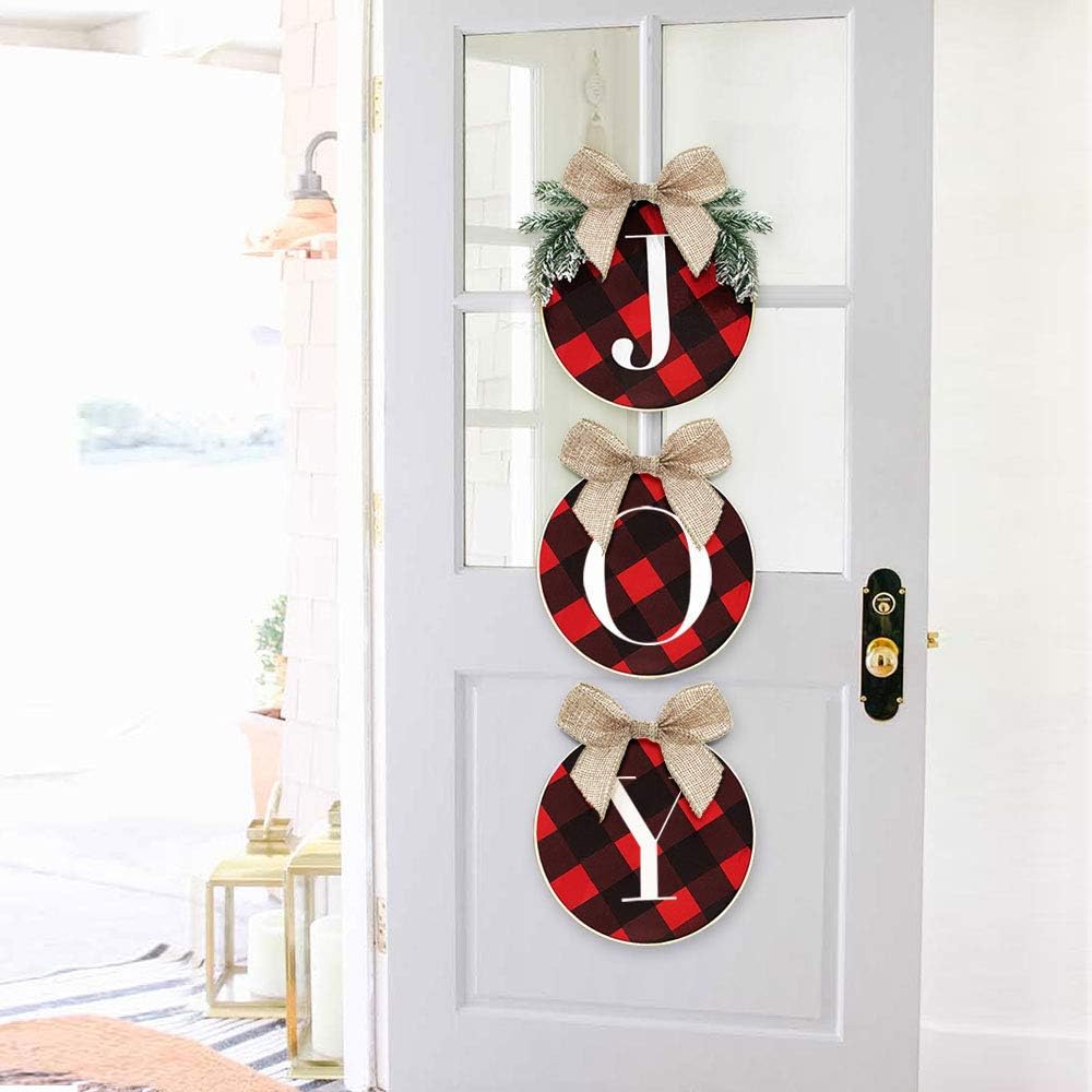 Joy Sign Buffalo Plaid Christmas Wreath
