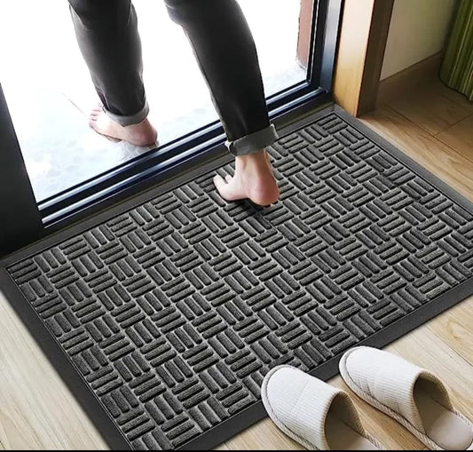 Non-slip rubber doormat 46×76 cm in grey and brown for entrance use
