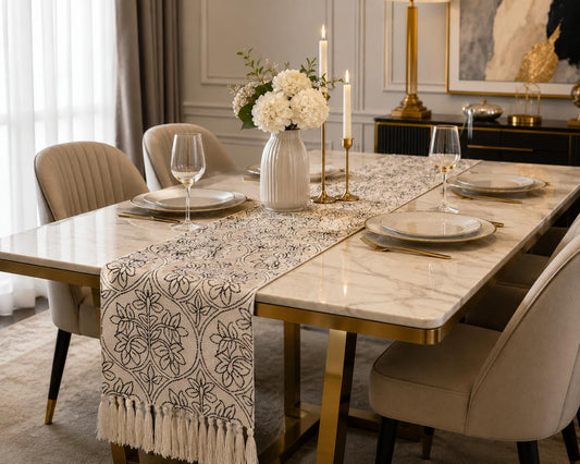 Premium long table runner for dining table decoration with elegant luxury finish and modern design