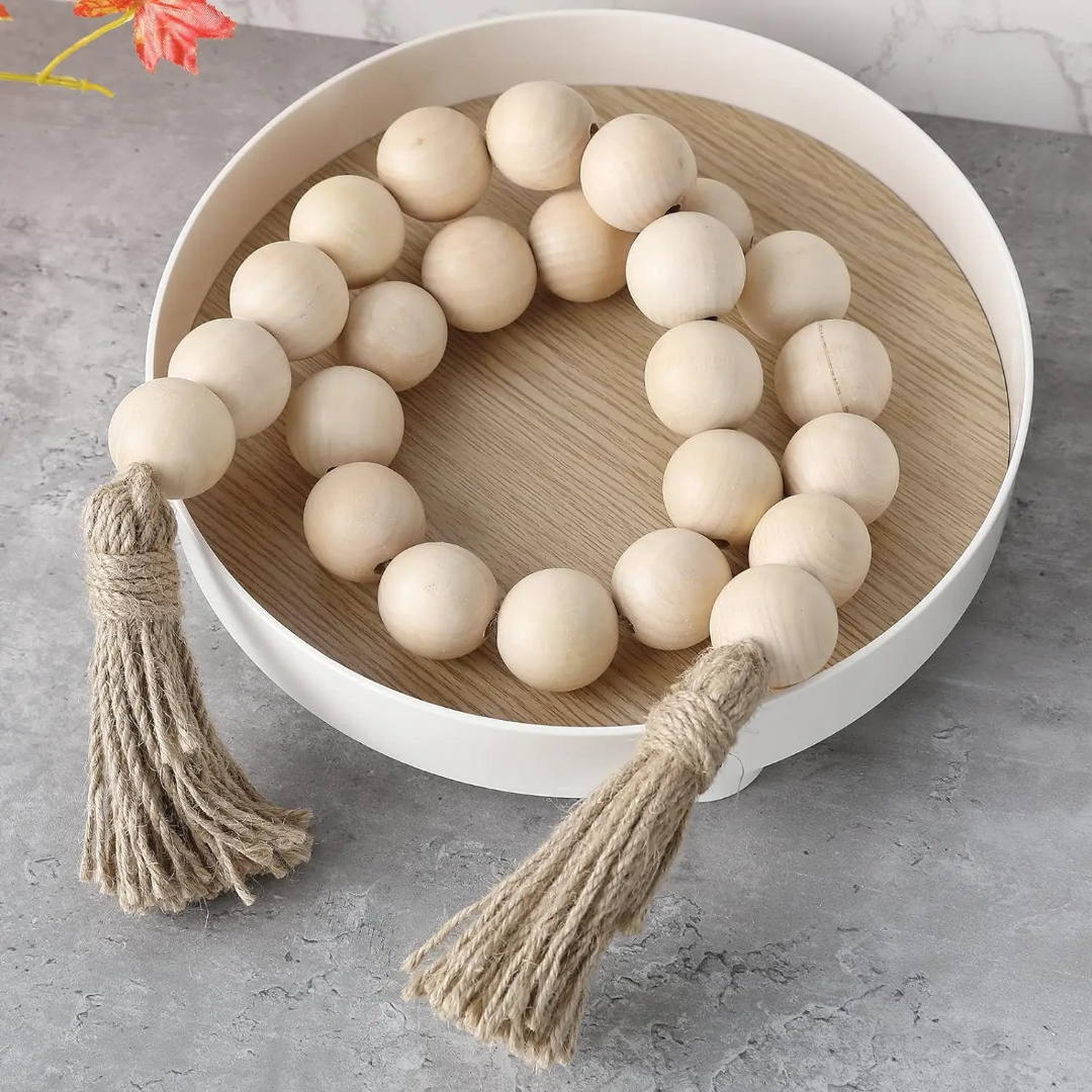Wooden Beads Garland With Tassels