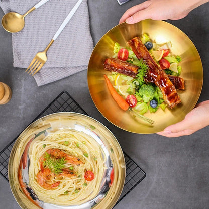 Gold stainless steel 3 litre ramen and serving bowl