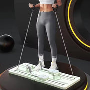 Multifunctional Pilates board with ab wheel, adjustable resistance, 100×41 cm, for core and full-body workouts