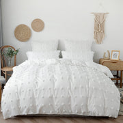 3 piece white duvet cover set with chic dot design, includes duvet cover and 2 pillowcases, size 7 by 8 feet