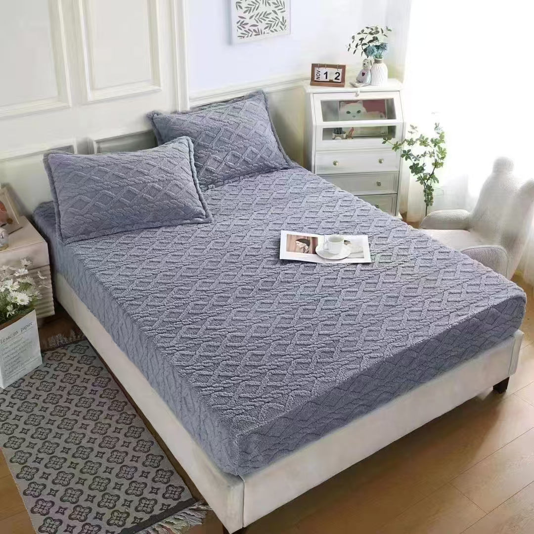 3Pc Jacquard Sherpa Fleece Fitted Cover Set – 6×6
