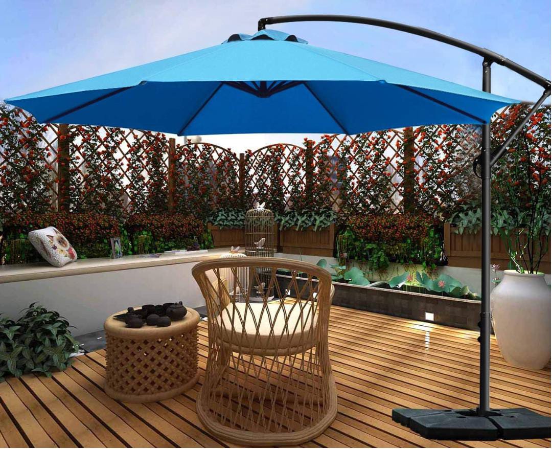 270cm cantilever garden parasol umbrella with aluminum alloy ribs and breathable double top for outdoor shade