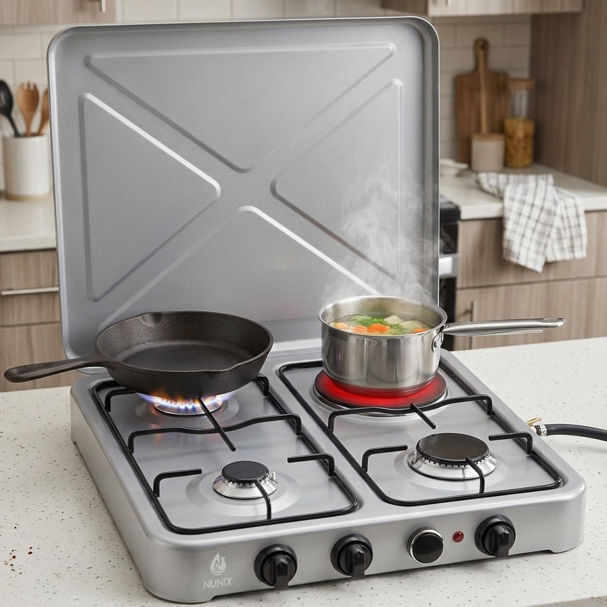 3 Gas + 1 Electric Table Top Burner