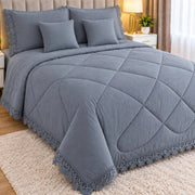 6 × 6 ft cotton duvet bedding set with one bedsheet, two pillowcases, and two throw covers.