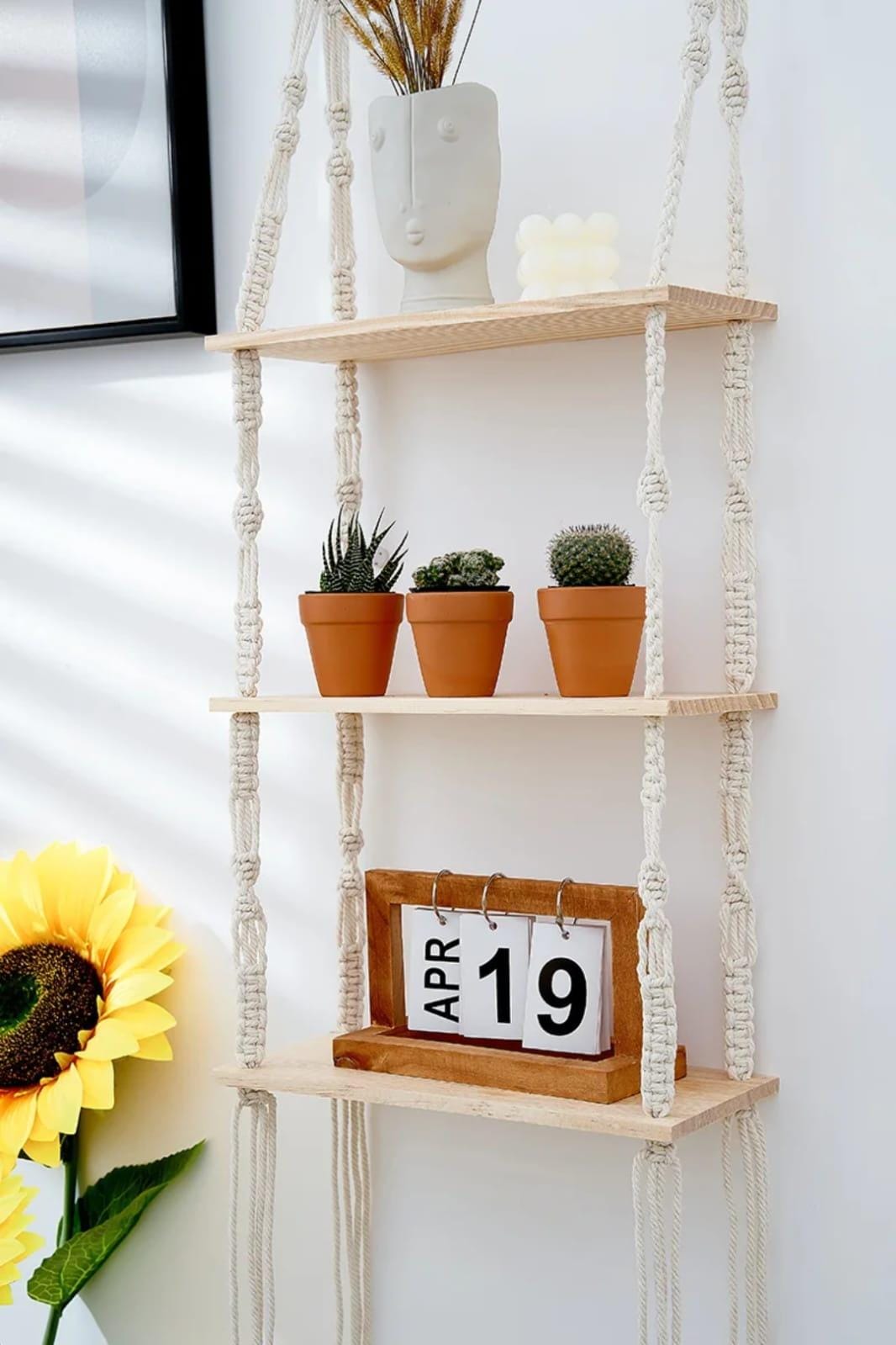 3-Tier Bohemian Cotton Rope Floating Shelves