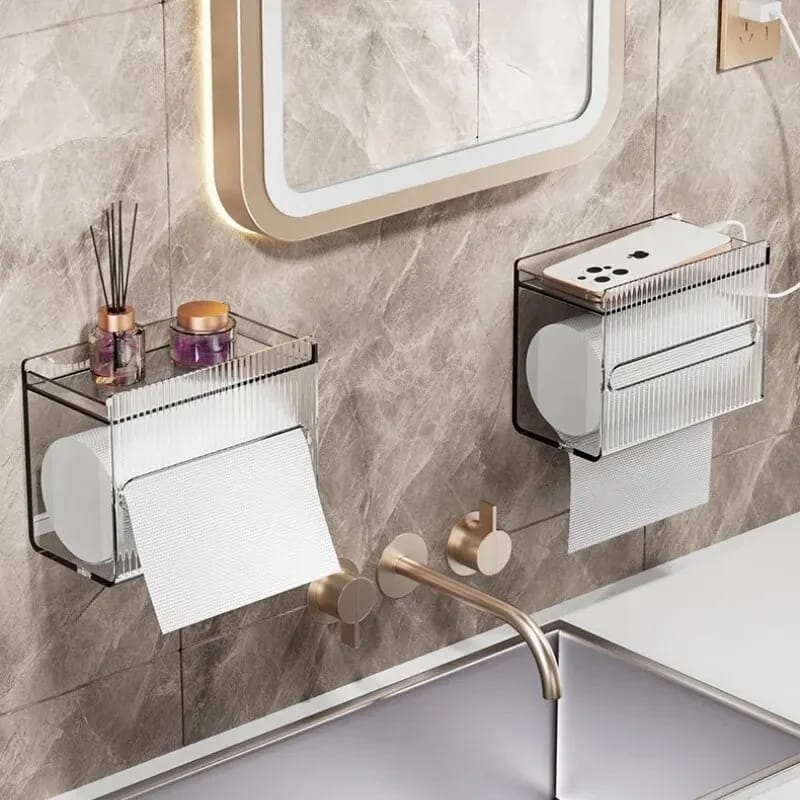 Wall-Mounted Toilet Tissue Box & Storage Rack