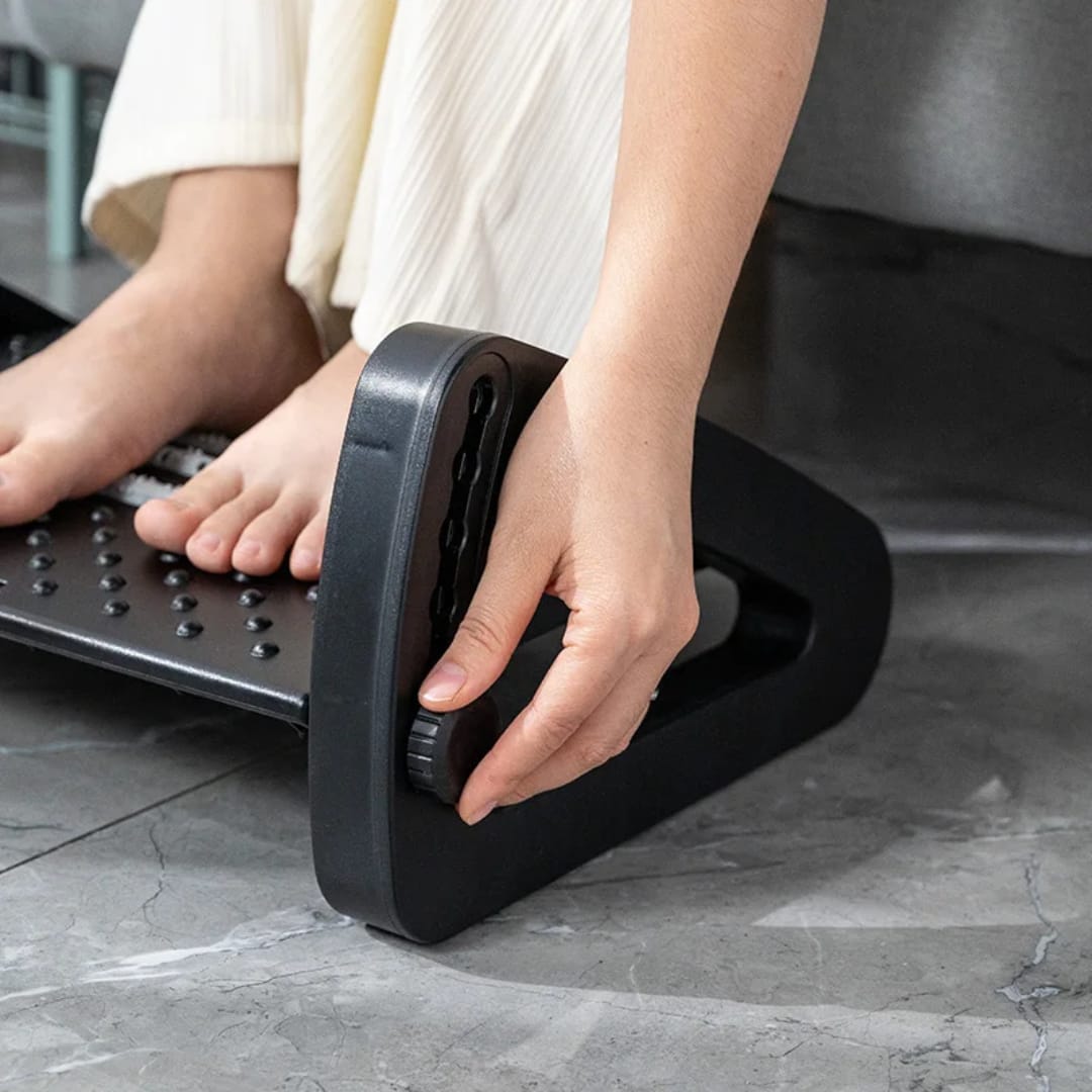 Ergonomic Adjustable Foot Rest With Massage Rollers